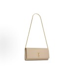 SAINT LAURENT YSL KATE GRAIN DE POUDRE Gold metal-finished chain shoulder bag for women in beige